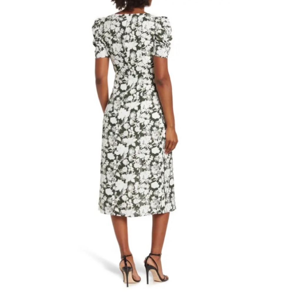 Sam Edelman Puffle Sleeve Midi Column Dress In Green/White